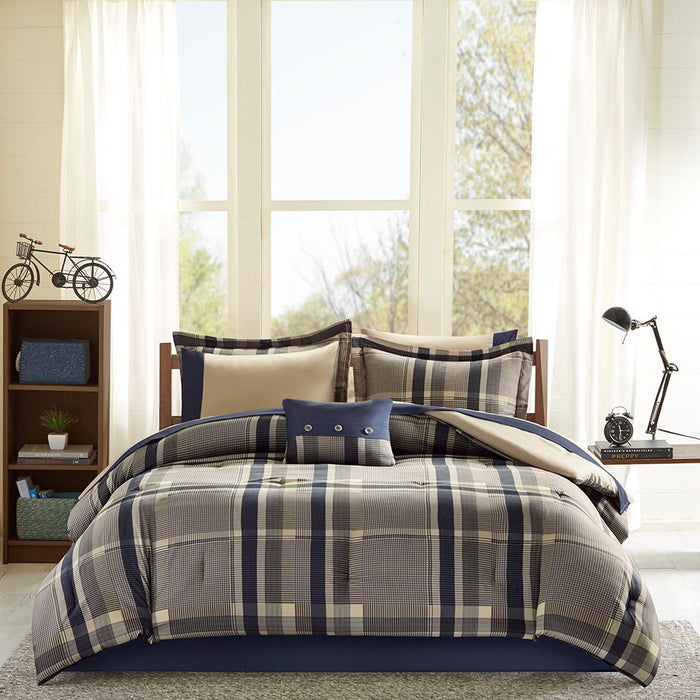 Robbie - Twin Comforter And Sheet Set - Navy Multi - Simple Home Plus