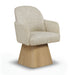 Marlowe - Linen Textured Fabric Upholstered Swivel Dining Arm Chair - Stained Natural - Simple Home Plus