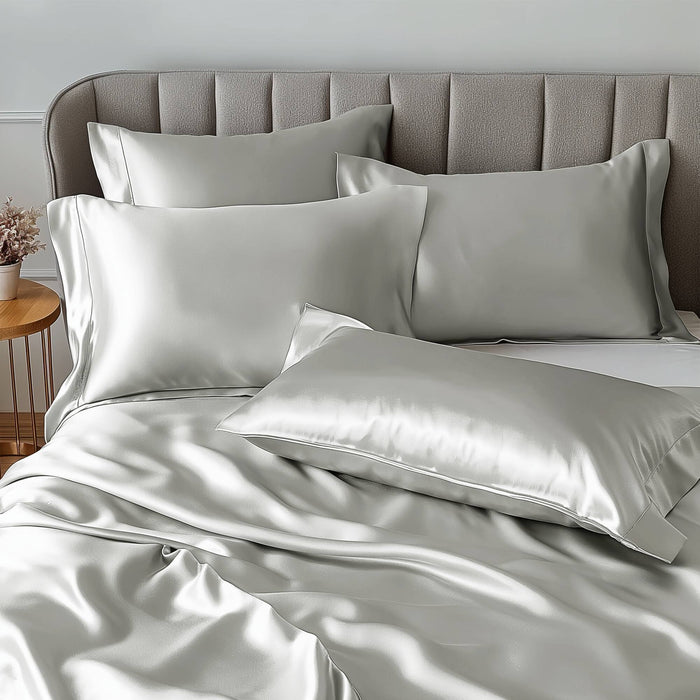 Satin - King Wrinkle Free Luxurious (Set of 6) - Light Gray - Simple Home Plus