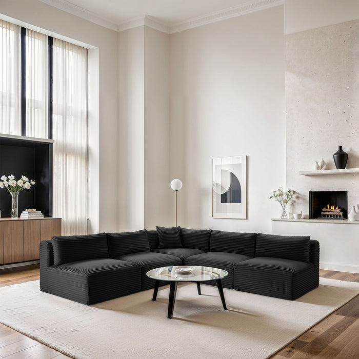 Shaggy - 5 Piece Modular Corner Armless Sectional - Simple Home Plus