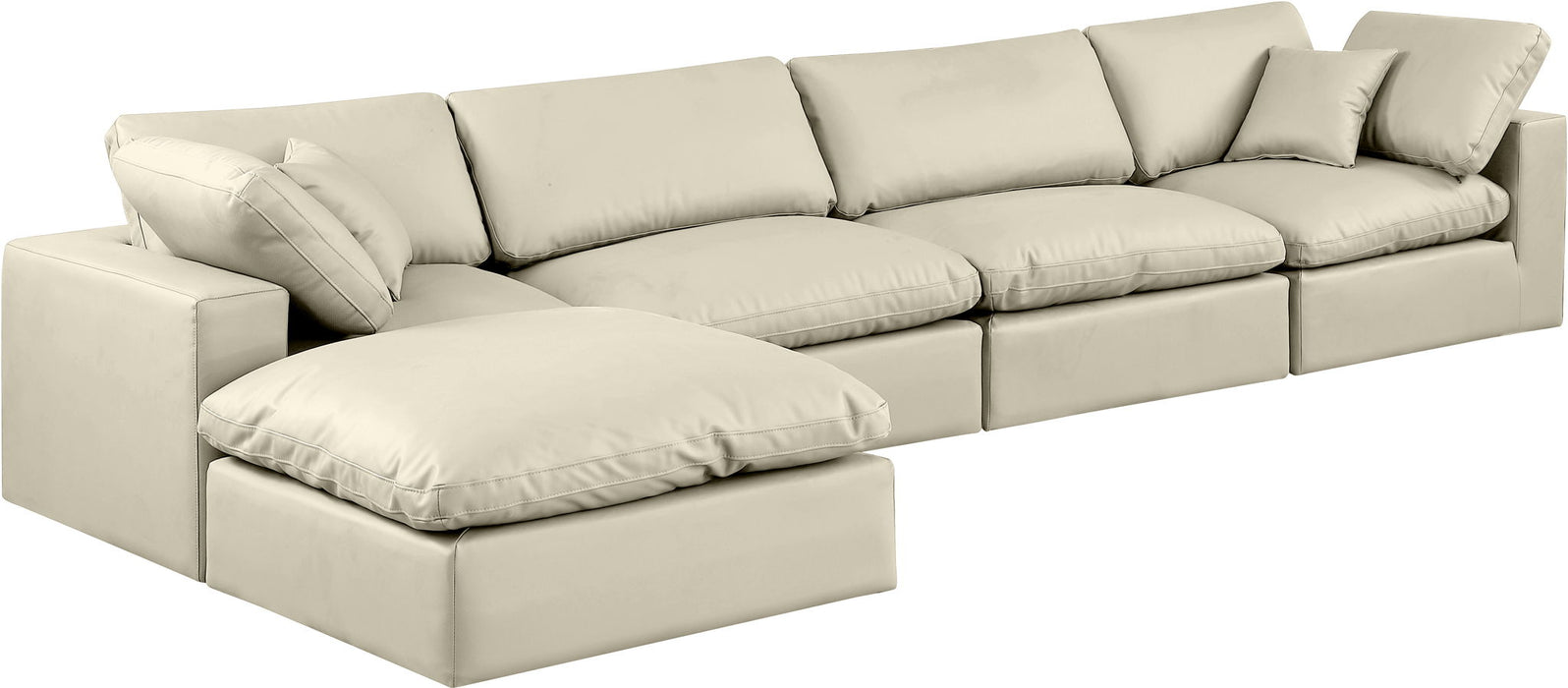 Comfy - 5 Piece Faux Leather Modular Sectional With Chaise - Simple Home Plus