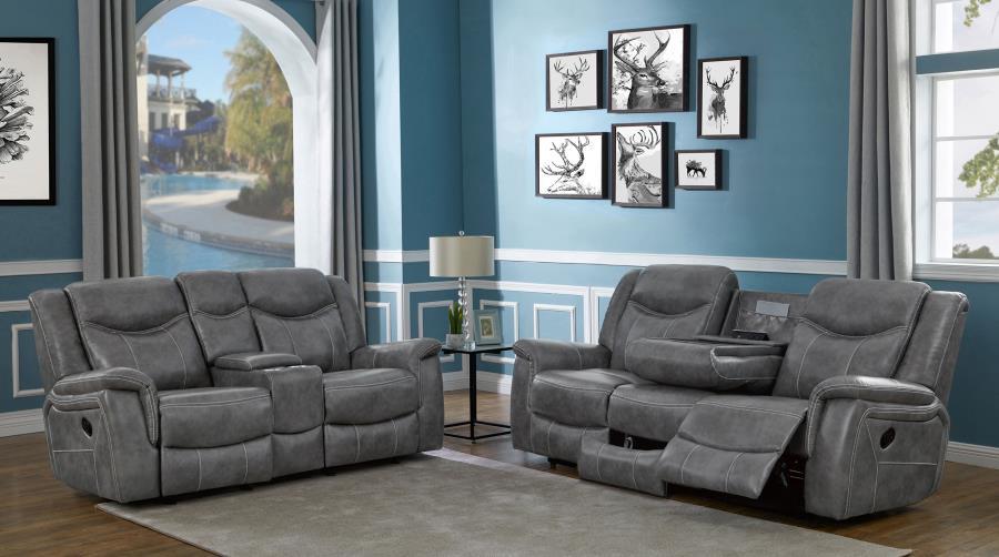 Conrad - Upholstered Padded Arm Motion Sofa Set - Simple Home Plus