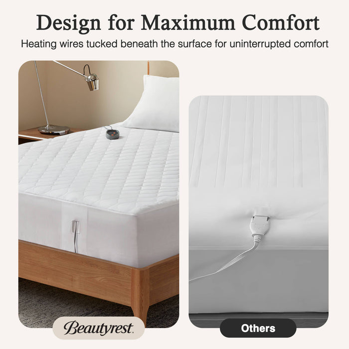 Heated Microfiber - King Heated Mattress Pad With 3M Scotchgard - White - Simple Home Plus