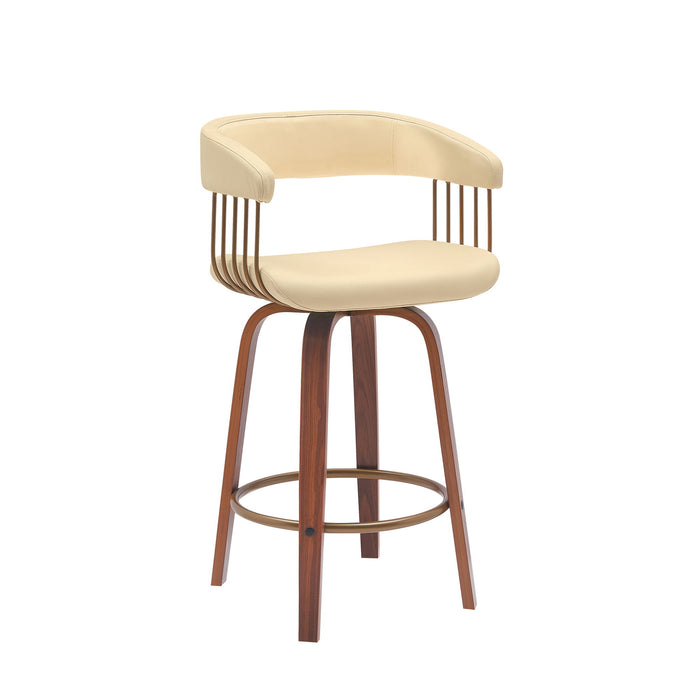 Topanga - Swivel Walnut Wood Stool - Simple Home Plus