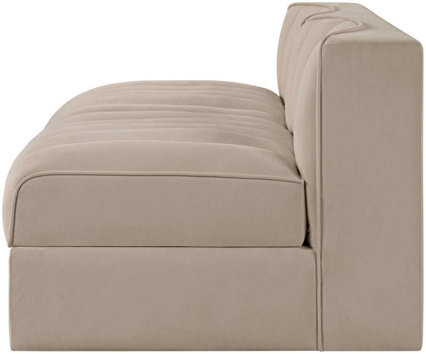 Rummi - Velvet Performance Fabric Upholstered 2 Piece Modular Armless Loveseat - Simple Home Plus