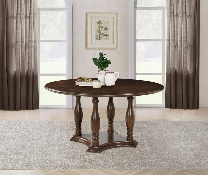 Landon - Round Wood Pedestal Dining Table - Rich Brown - Simple Home Plus