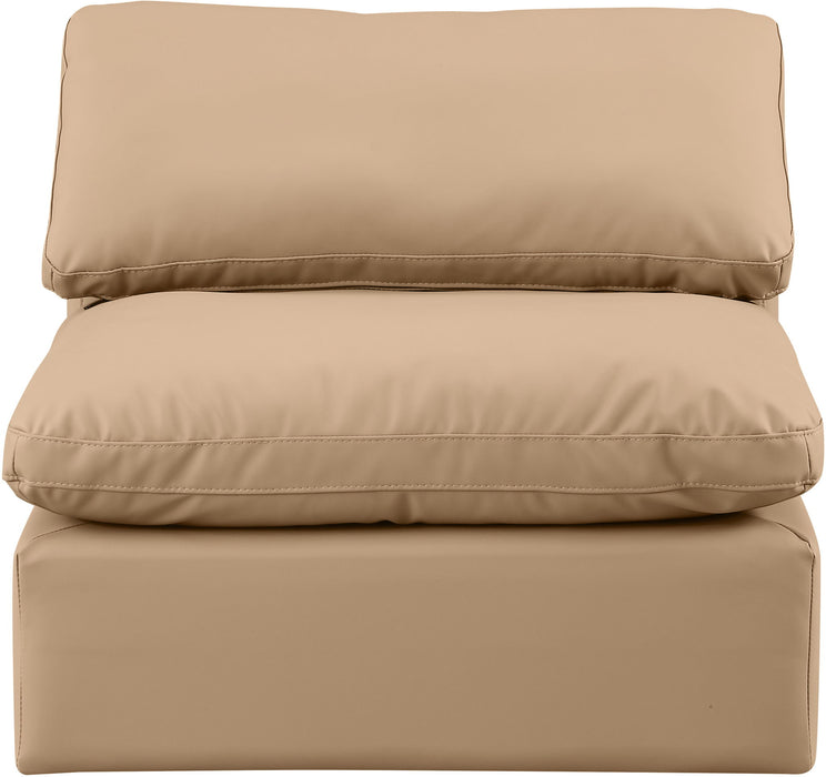 Indulge - Faux Leather Armless Chair - Tan - Simple Home Plus