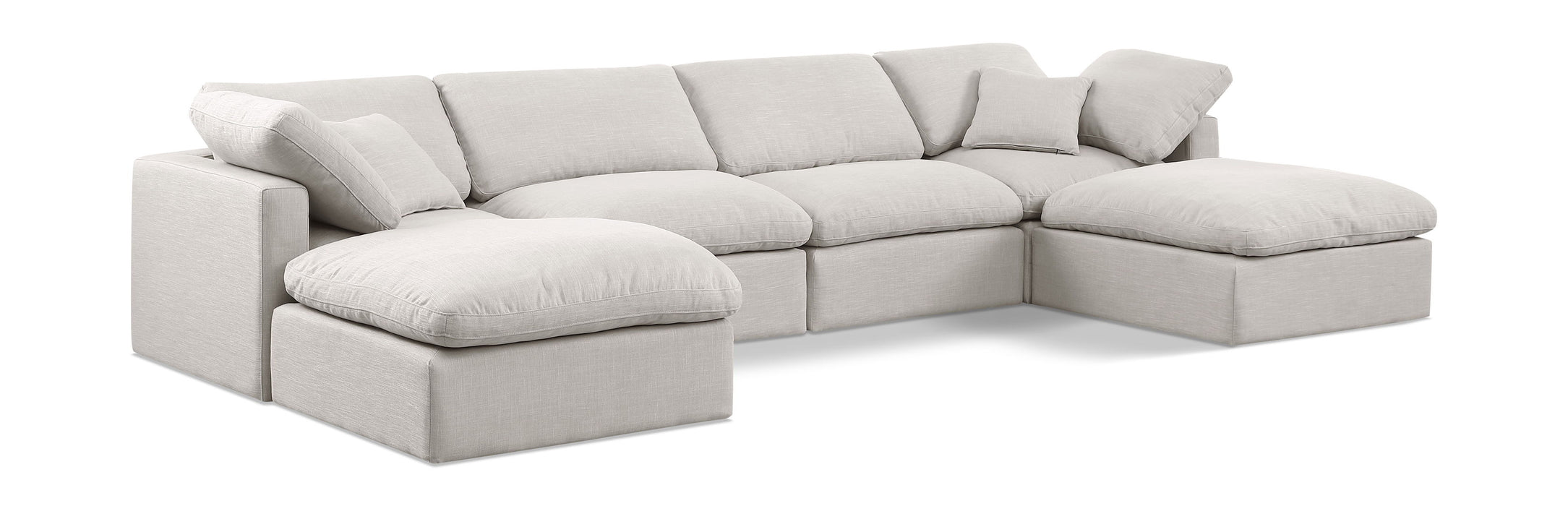 Indulge - Linen 6 Piece Modular Double Chaise Sectional - Simple Home Plus