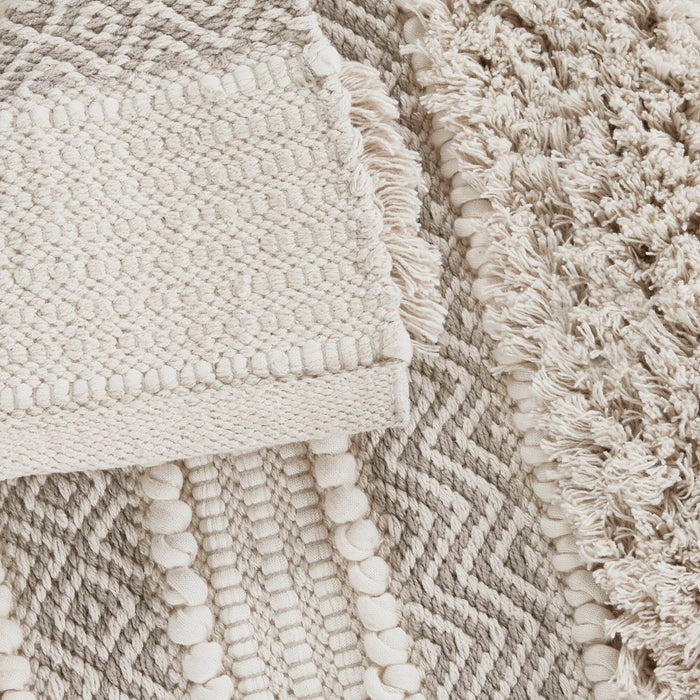 Asher - 22" x 58" Woven Texture Stripe Bath Rug - Natural - Simple Home Plus