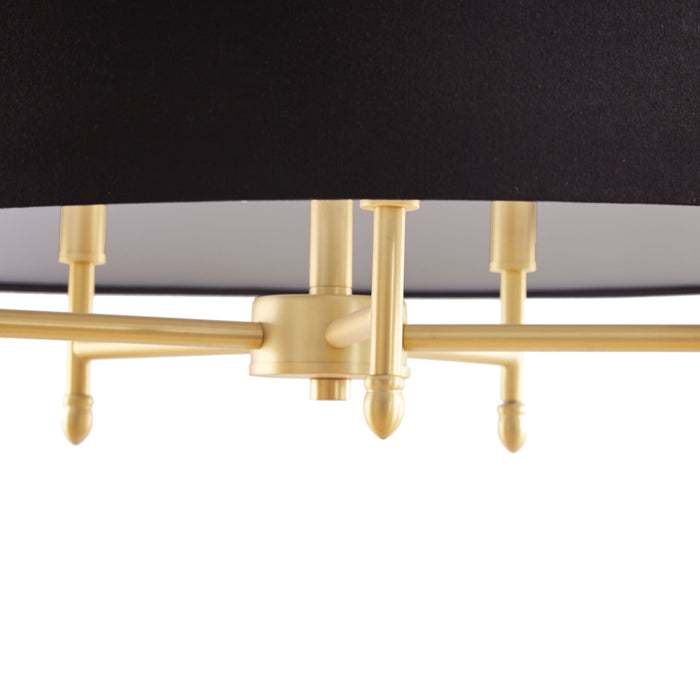 Presidio - 5-Light Black Drum Shade Chandelier - Gold / Black - Simple Home Plus