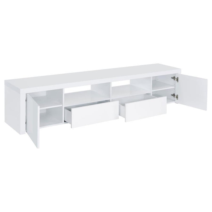 Jude - 2 Door Engineered Wood TV Stand - High Gloss White - Simple Home Plus