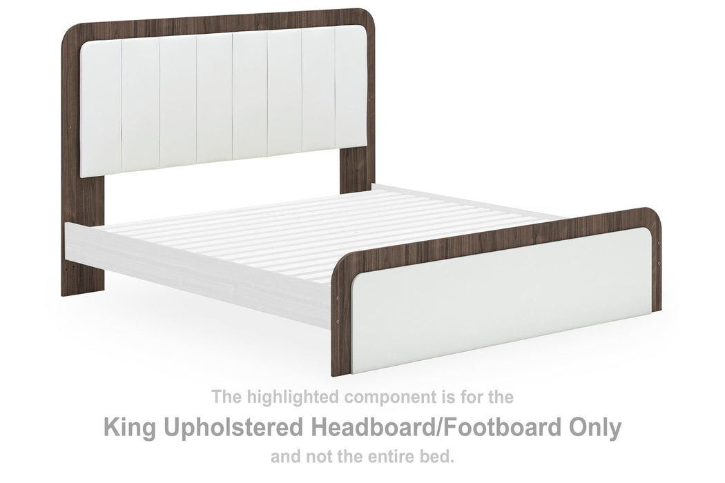 Kendanport - King Upholstered Headboard/Footboard - Brown / White - Simple Home Plus