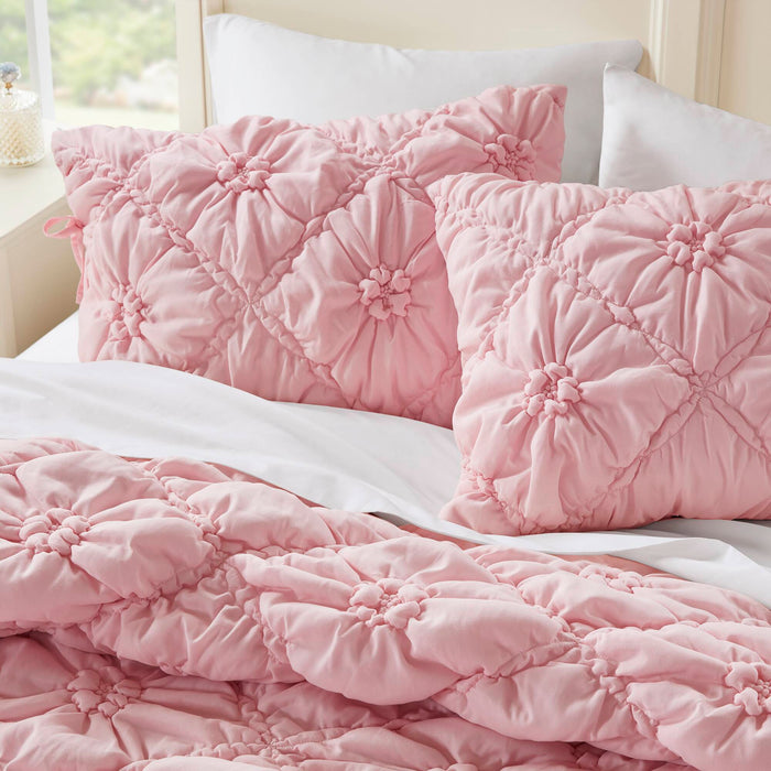 Lily - King 3 Piece Comforter Set - Pink - Simple Home Plus