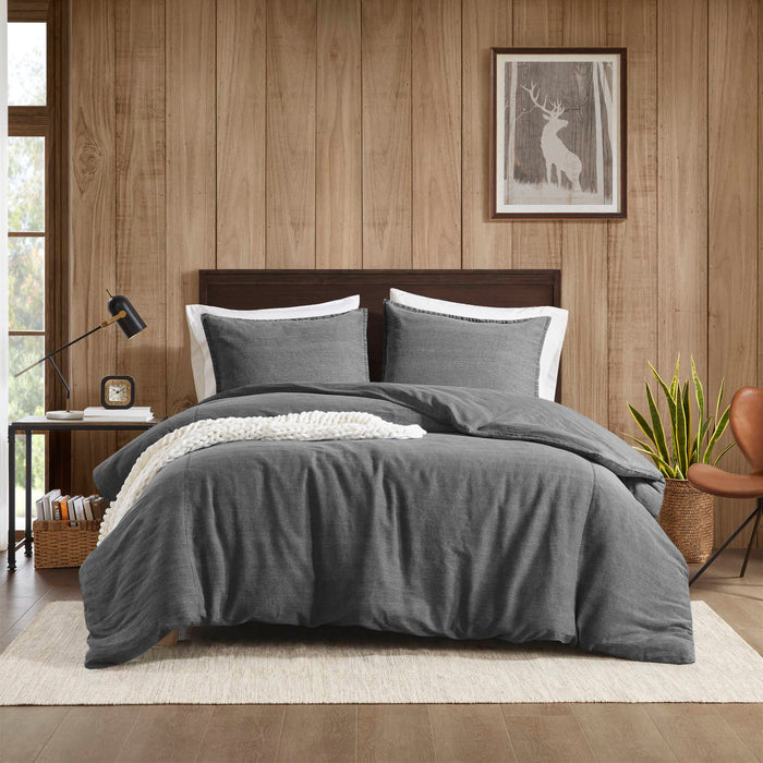 Mckenzie - 3 Piece King/California King Twill Washed Duvet Set - Gray - Simple Home Plus
