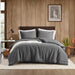 Mckenzie - 3 Piece King/California King Twill Washed Duvet Set - Gray - Simple Home Plus