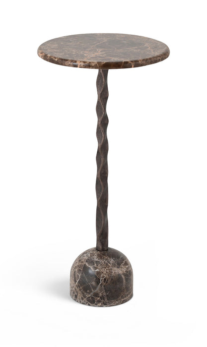 Helix - Genuine Marble Top And Aluminum Base End / Side Table - Brown / Bronze