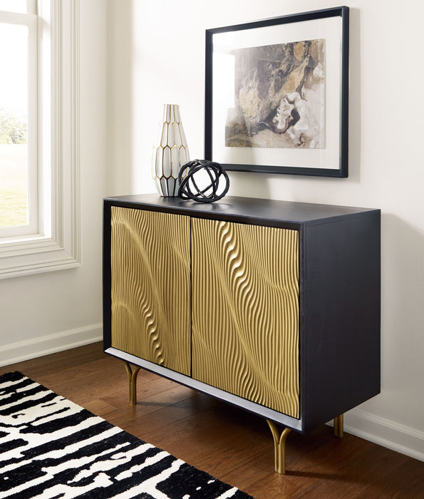 Tayner - Black / Gold Finish - Accent Cabinet - Simple Home Plus