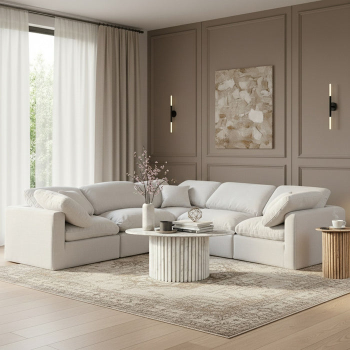 Indulge - Linen 5 Piece Modular Corner Sectional - White - Simple Home Plus