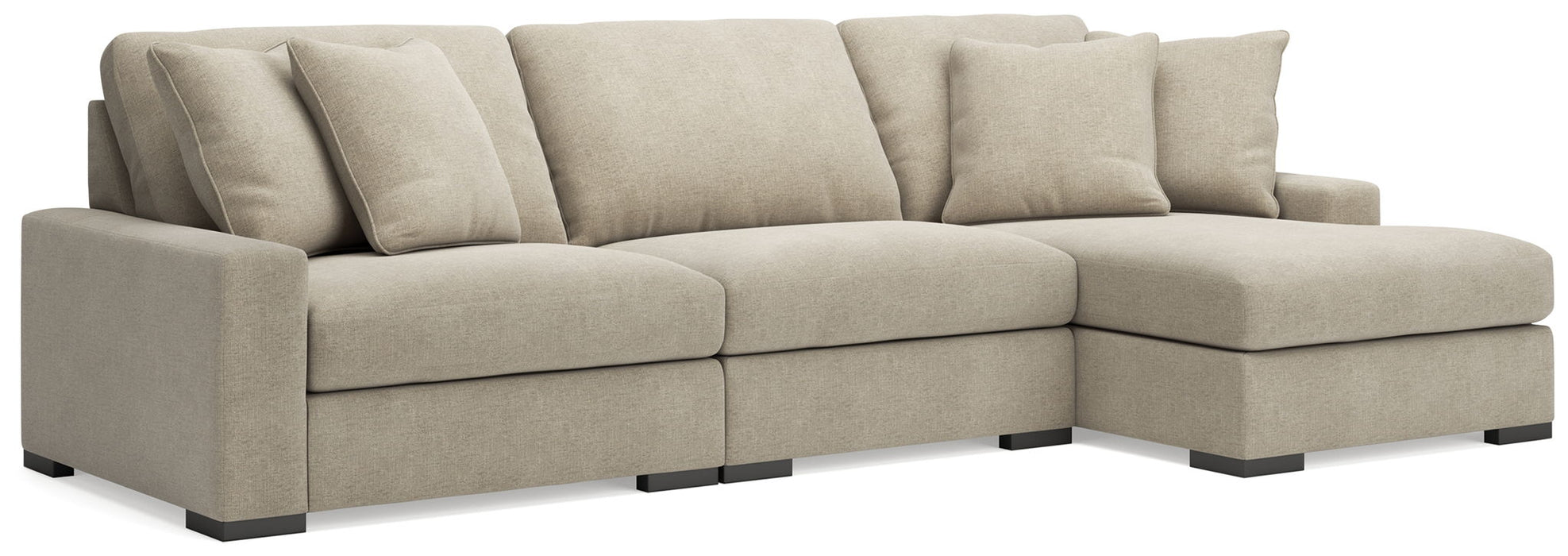 Calden - 3-Piece Sectional With RAF Corner Chaise - Oatmeal - Simple Home Plus