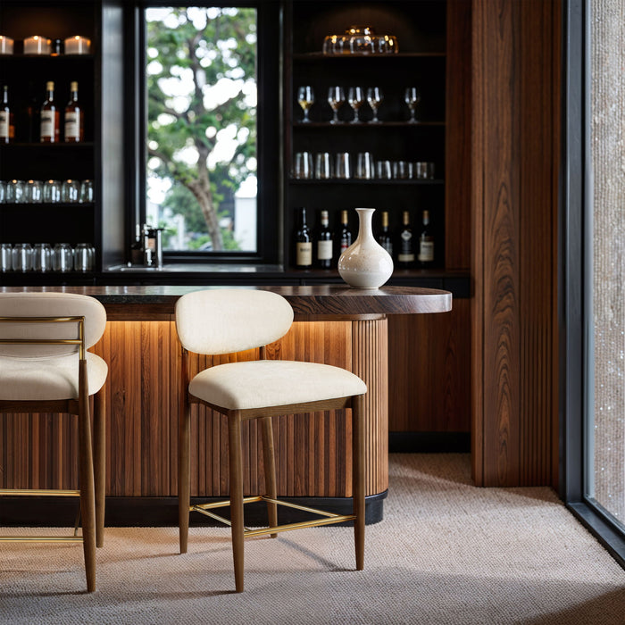 Riccio - Fabric Stool - Walnut Frame - Simple Home Plus