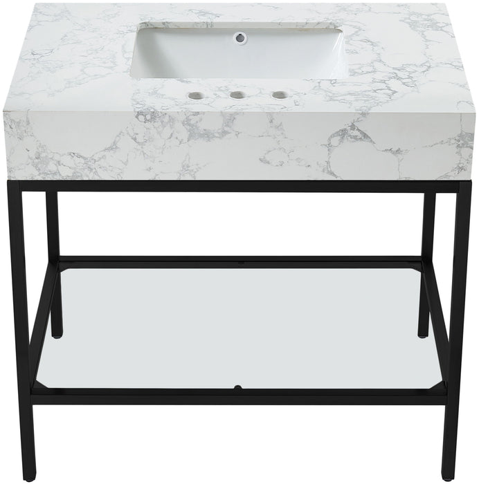 Marmo - Engineered Marble Bathroom Vanity With Black Base - Simple Home Plus