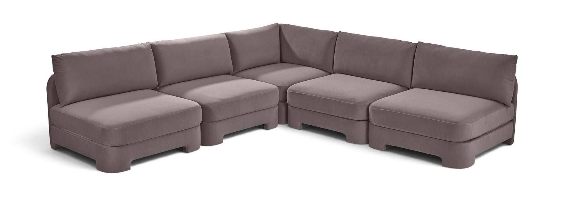 Hammond - Velvet Performance Fabric Upholstered 5 Piece Armless Sectional - Simple Home Plus