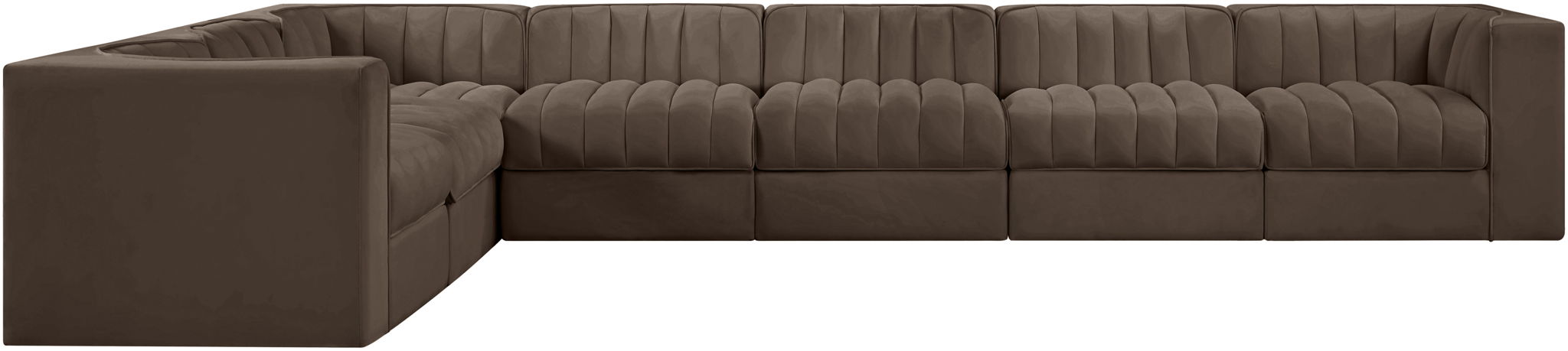 Rummi - Velvet Performance Fabric Upholstered 7 Piece Modular Sectional (With 3 Corner Chairs) - Simple Home Plus