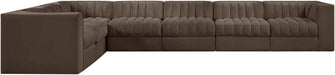Rummi - Velvet Performance Fabric Upholstered 7 Piece Modular Sectional (With 3 Corner Chairs) - Simple Home Plus