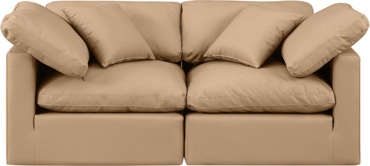 Indulge - Faux Leather 2 Piece Modular Sofa - Tan - Simple Home Plus