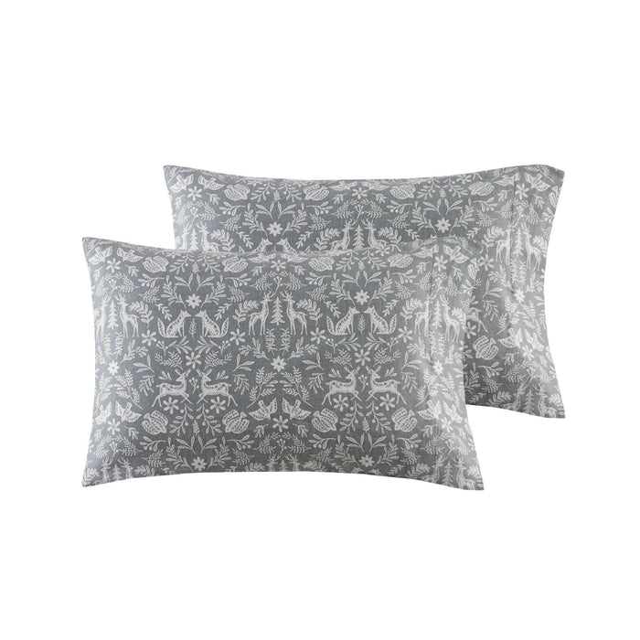 Cozy Cotton Flannel - California King Printed Sheet Set - Sage Winter Fauna