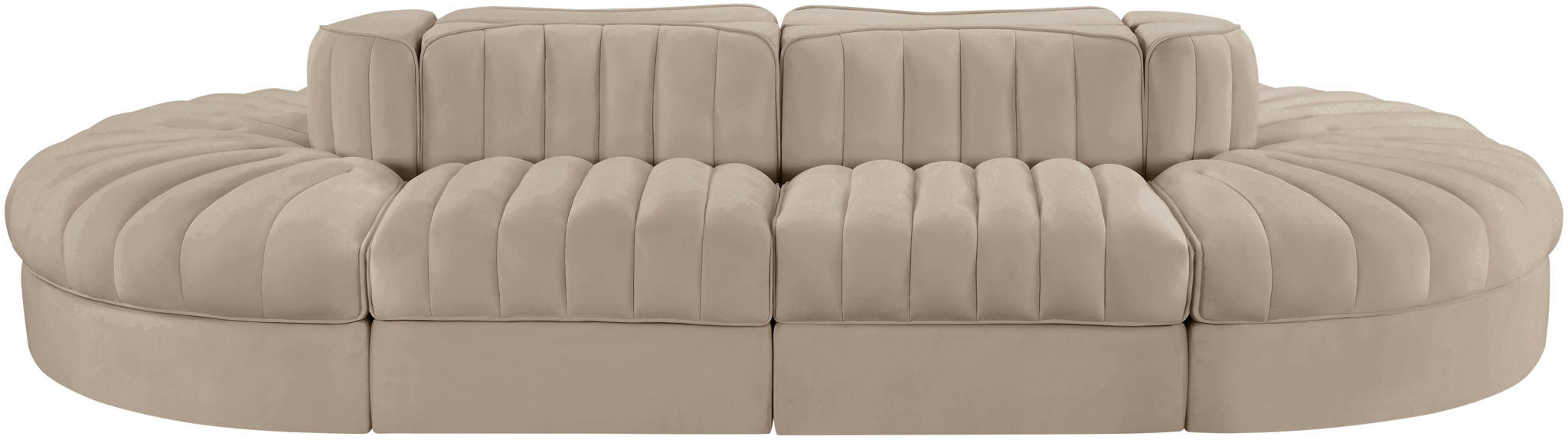 Rummi - Oval Velvet Performance Fabric Upholstered 8 Piece Modular Sectional - Simple Home Plus
