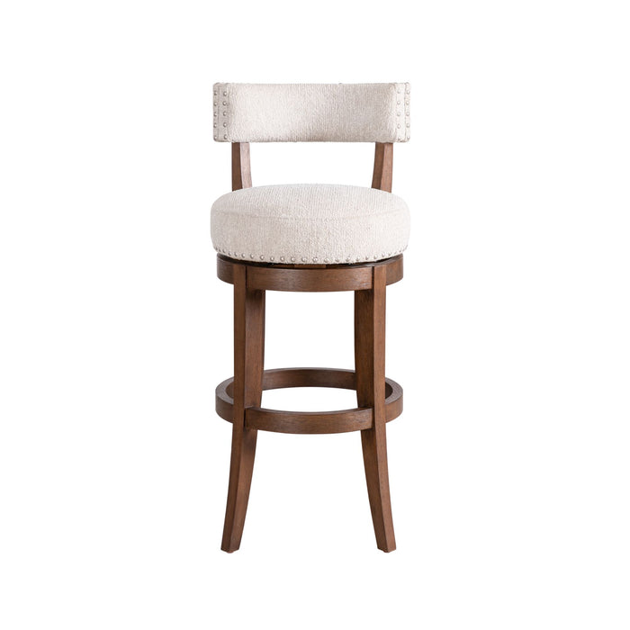 Mystic - Solid Wood Upholstered 30" Bar Height Swivel Barstool - Simple Home Plus
