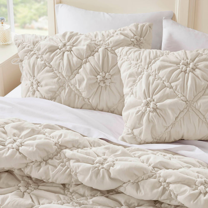 Lily - Full/Queen 3 Piece Comforter Set - Ivory - Simple Home Plus