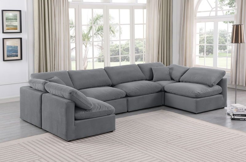 Indulge - Velvet 6 Piece Modular U-Shaped Sectional