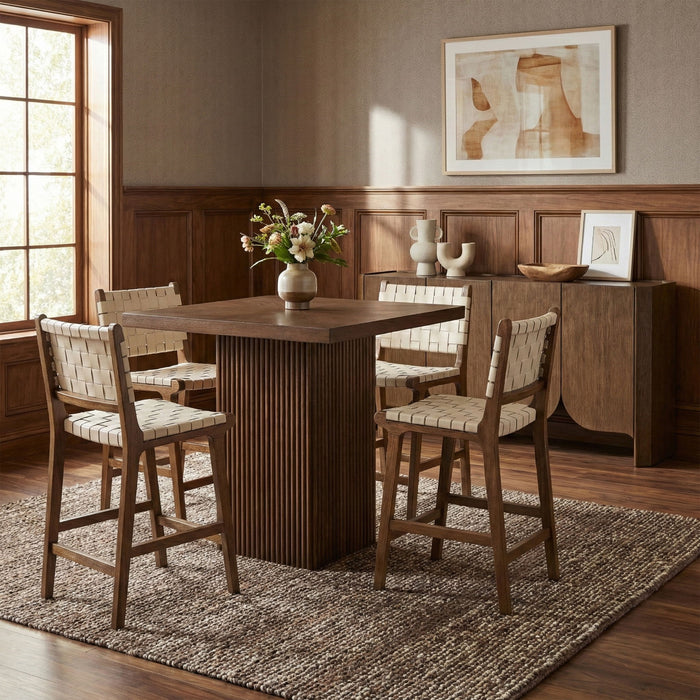 Entwine - Vegan Leather Upholstered Counter Stool - Painted Brown - Simple Home Plus