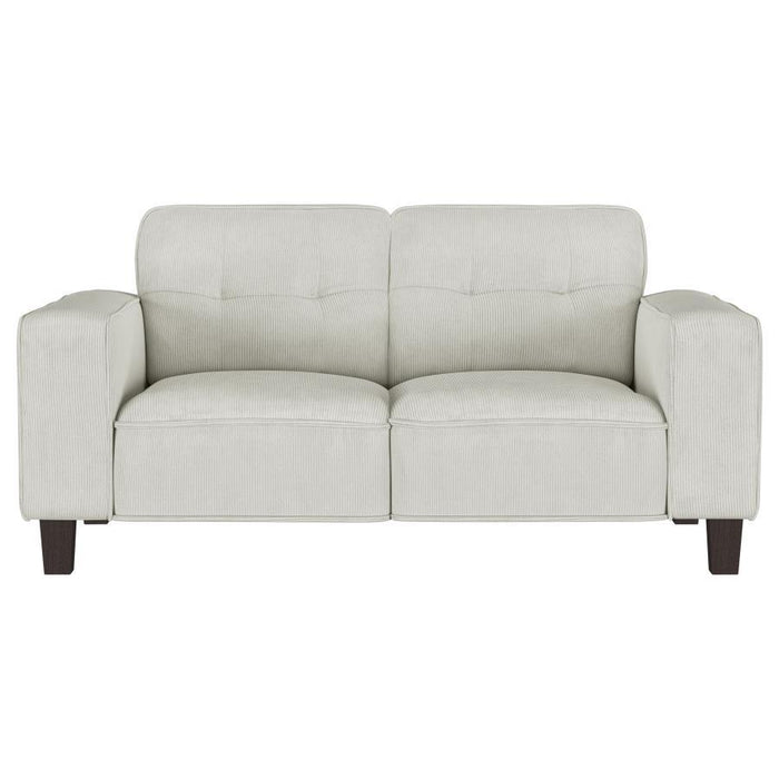 Deerhurst - Upholstered Track Arm Tufted Loveseat - Greige - Simple Home Plus