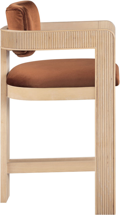 Sacha - Velvet Stool With Natural Base