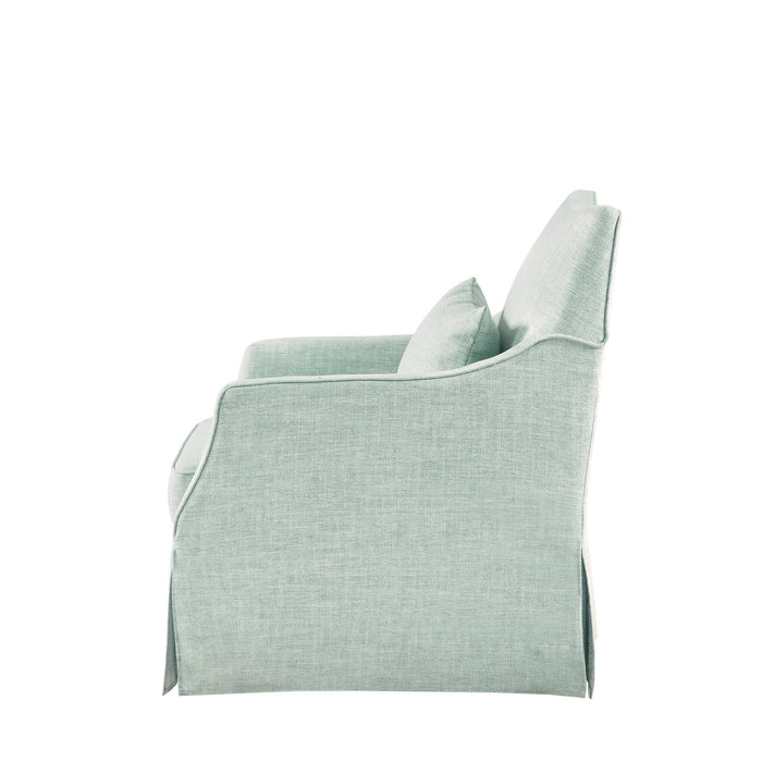 London - Upholstered Skirted Swivel Armchair With Lumbar Pillow - Mint - Simple Home Plus