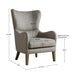 Arianna - Swoop Wing Chair - Gray - Simple Home Plus