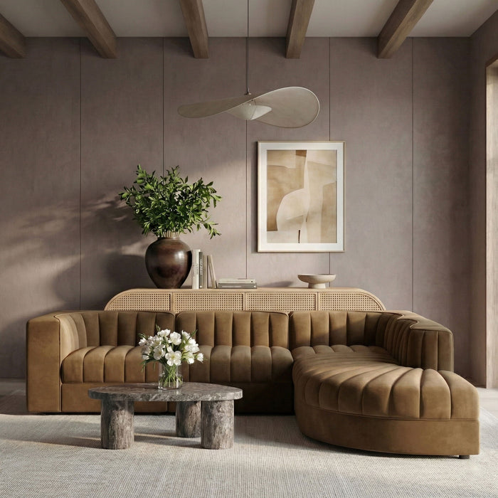 Rummi - Velvet Performance Fabric Upholstered 5 Piece Modular Sectional - Simple Home Plus