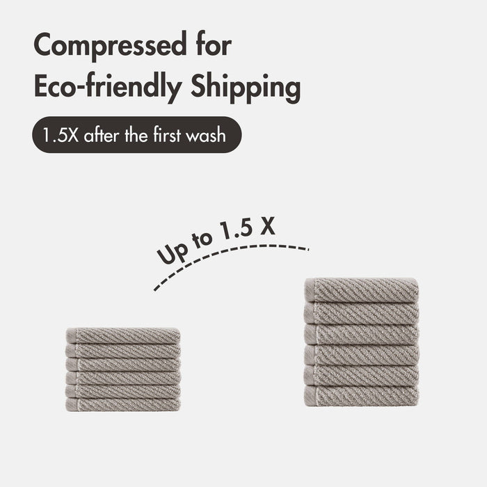 Diagonal Ribbed - 6 Piece Washcloths Set - Gray - Simple Home Plus