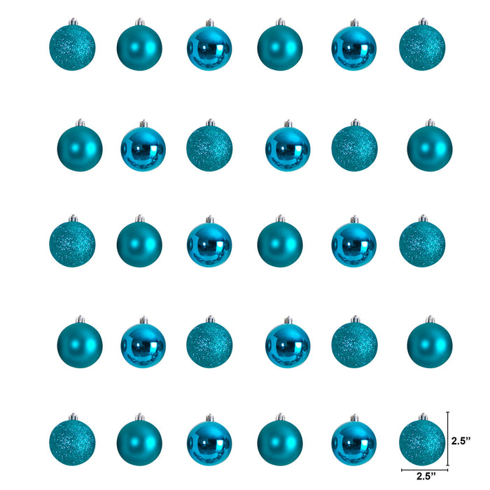 30 Count 2.5" Shatterproof Ornament Set w