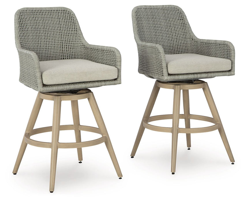 Seton Creek - Beige / Gray - Barstool With Cushion (Set of 2) - Simple Home Plus
