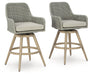 Seton Creek - Beige / Gray - Barstool With Cushion (Set of 2) - Simple Home Plus
