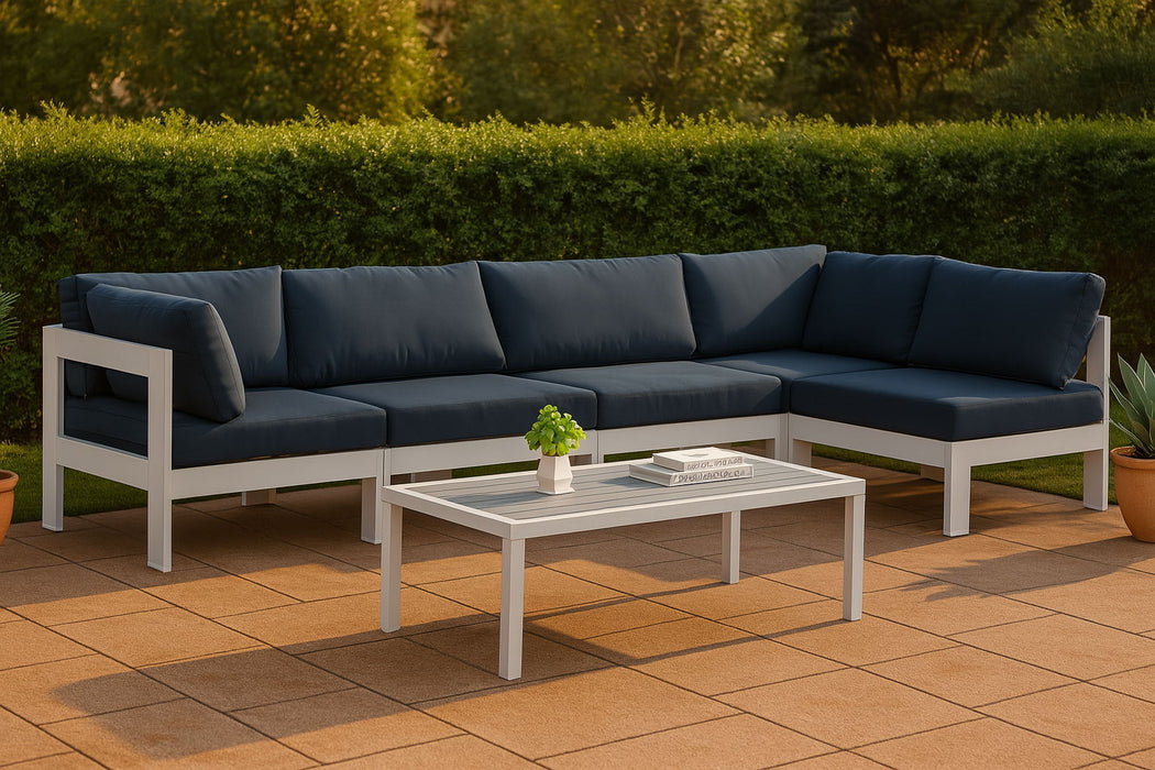 Nizuc - Outdoor Patio 5 Piece Modular Sectional With White Frame - Simple Home Plus