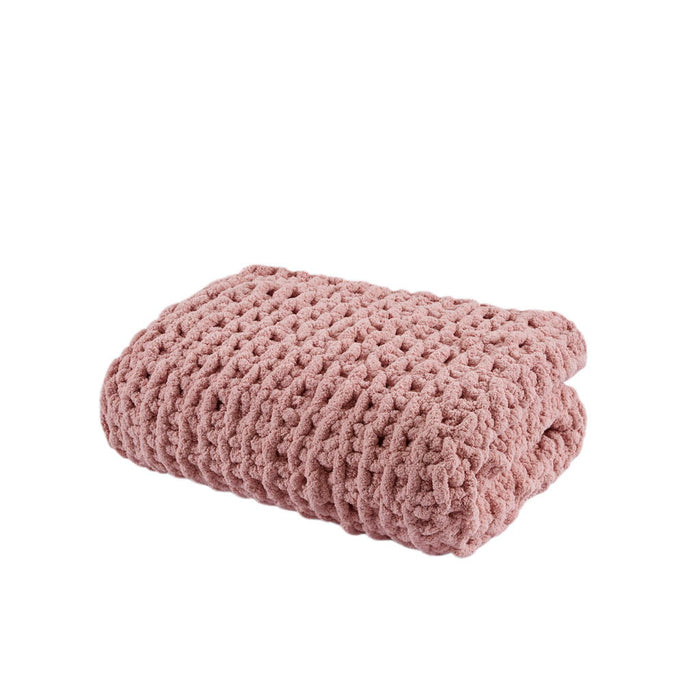 Chenille Chunky Knit - Throw - Blush - Simple Home Plus
