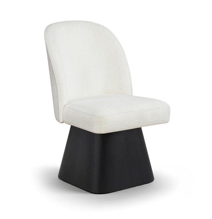 Marlowe - Linen Textured Fabric Upholstered Swivel Dining Side Chair - Stained Black - Simple Home Plus