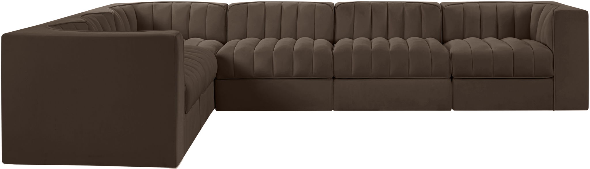 Rummi - Velvet Performance Fabric Upholstered 6 Piece Modular Sectional (With 3 Corner Chairs) - Simple Home Plus