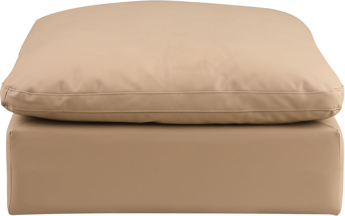 Comfy - Faux Leather Ottoman - Tan - Simple Home Plus