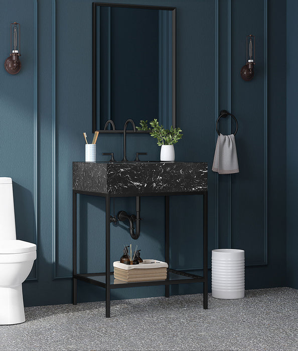 Marmo - Engineered Marble Bathroom Vanity With Black Base - Simple Home Plus